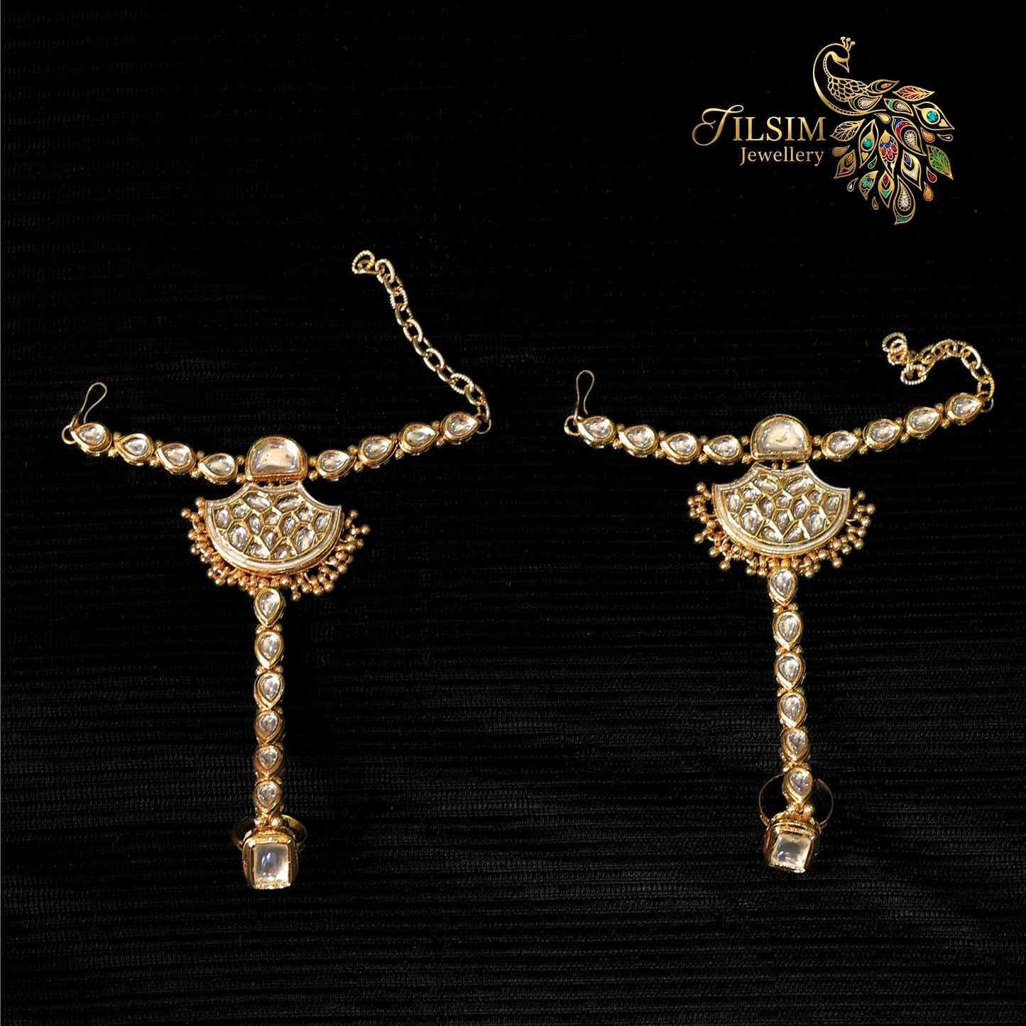 Pachi Kundan Bridal Jewellery Set with Maang Tikka – Gold Plated with Green Crystals