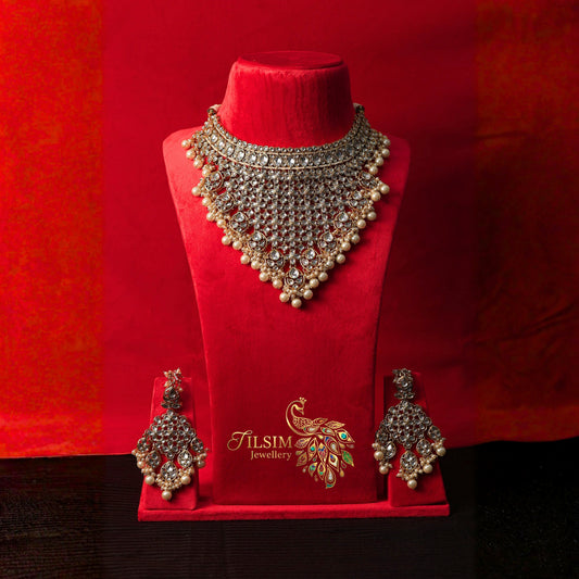 Long Kundan & Pearl Bridal Jewellery Set – Complete Bridal Accessories