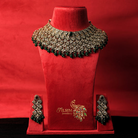 Green Crystal & Kundan Bridal Jewellery Set – Complete Wedding Accessories