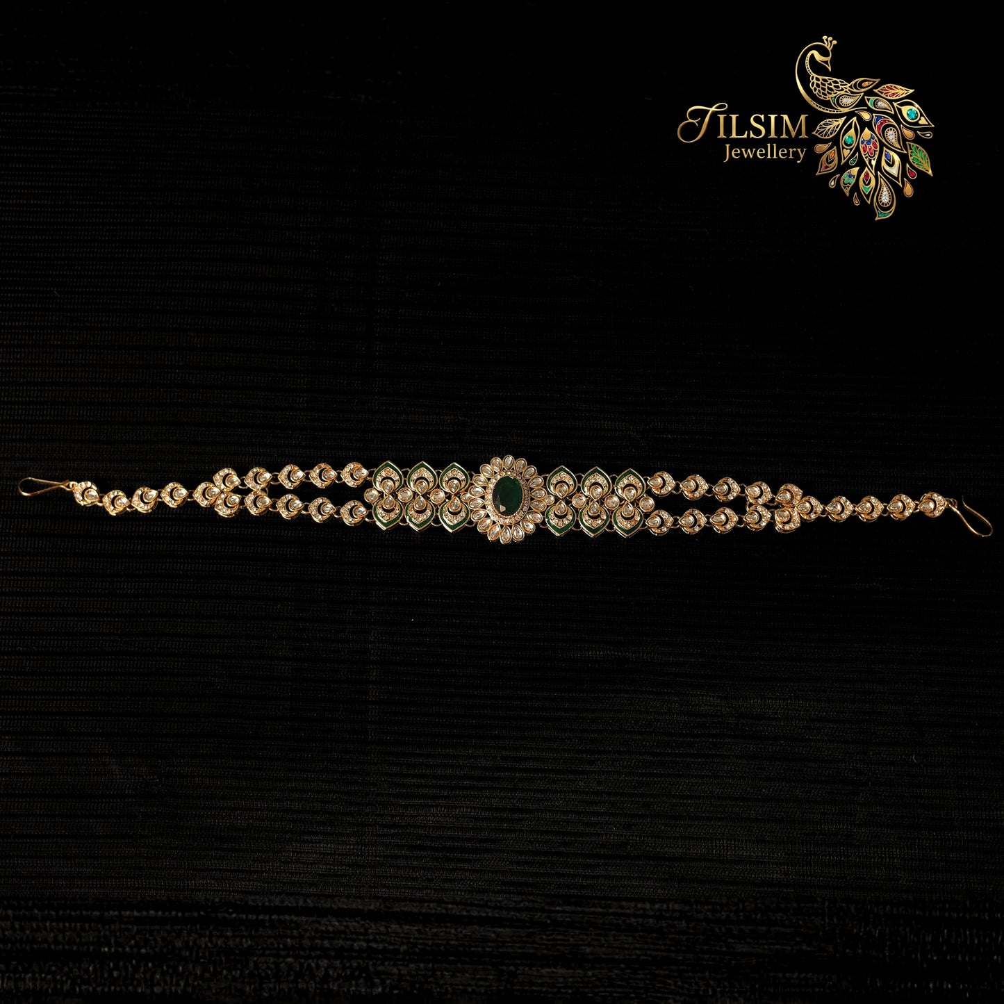 Green Crystal & Kundan Bridal Jewellery Set – Complete Wedding Accessories