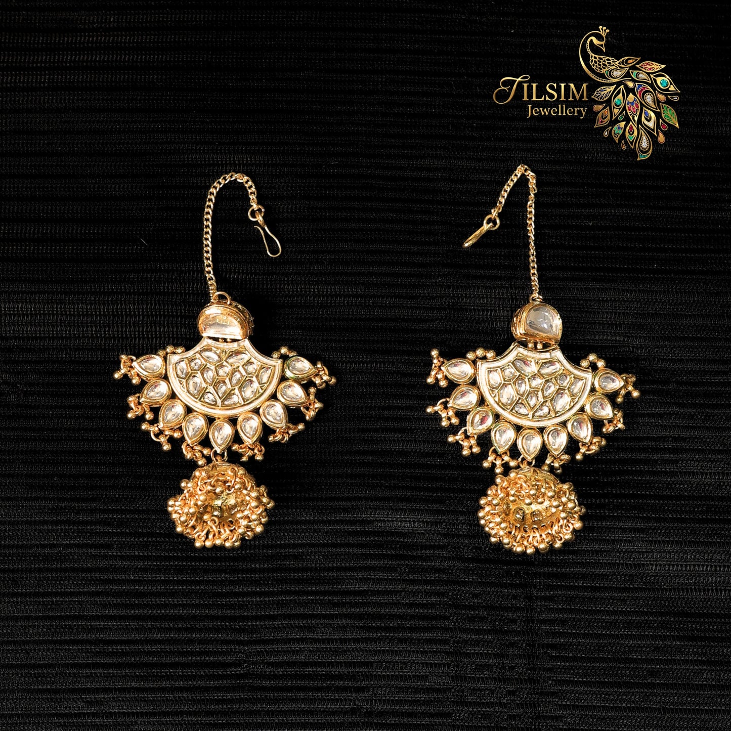 Pachi Kundan Bridal Jewellery Set with Maang Tikka – Gold Plated with Green Crystals
