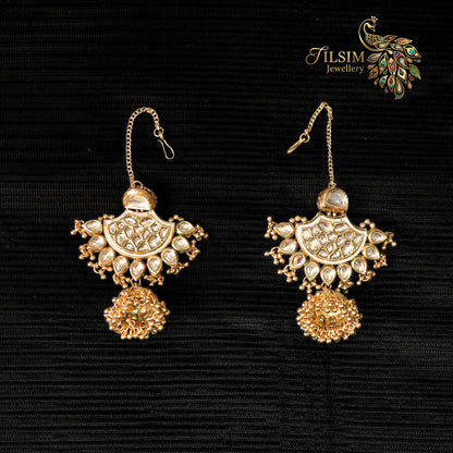 Pachi Kundan Bridal Jewellery Set with Maang Tikka – Gold Plated with Green Crystals