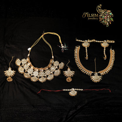 Pachi Kundan Bridal Jewellery Set with Maang Tikka – Gold Plated with Green Crystals
