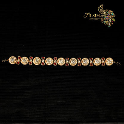 White Pearl & Red Stone Kundan Bridal Jewellery Set – Complete Wedding Accessories