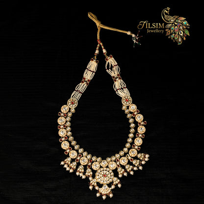 White Pearl & Red Stone Kundan Bridal Jewellery Set – Complete Wedding Accessories