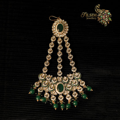 Green Crystal & Kundan Bridal Jewellery Set – Complete Wedding Accessories