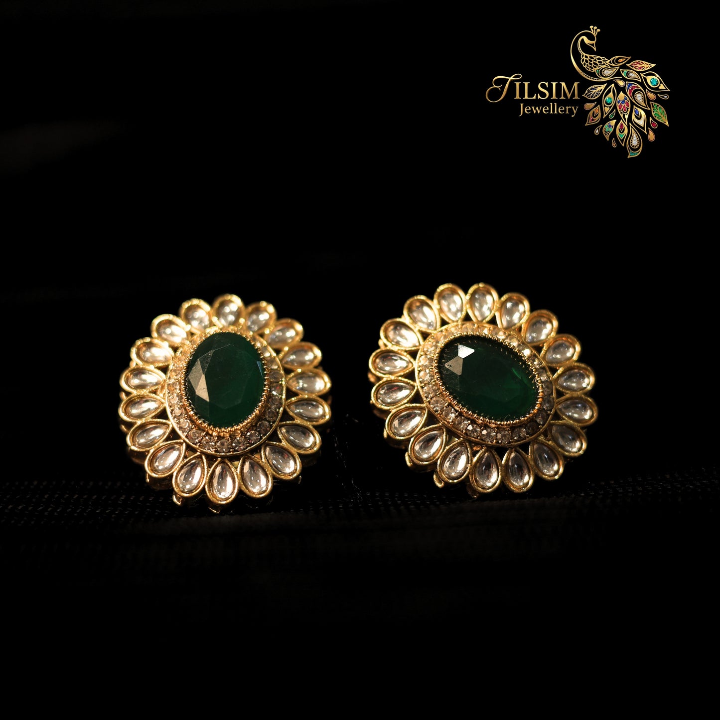 Green Crystal & Kundan Bridal Jewellery Set – Complete Wedding Accessories